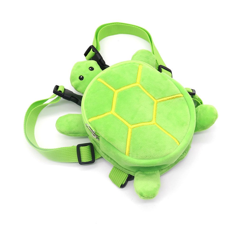 Mochila para cão em formato de tartaruga, cor verde com detalhes em amarelo, feita de veludo. Alças ajustáveis.