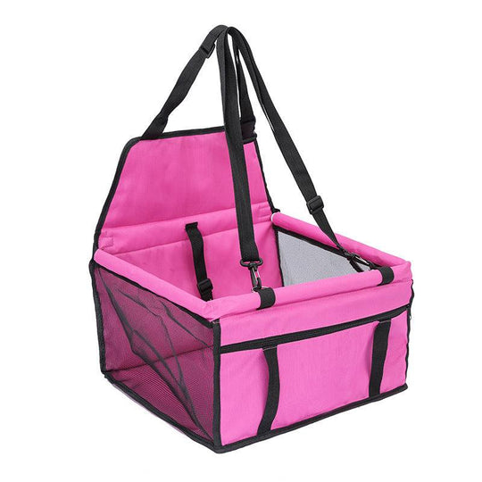Transportadora de animais de estimação rosa, em tecido Oxford, com estrutura rígida, feita para acomodar cães até 12kg.