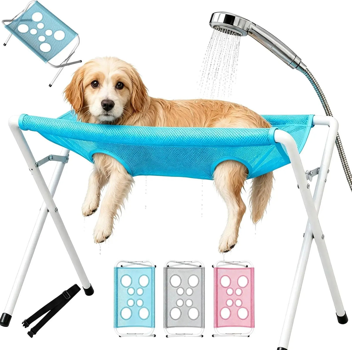 Pet Dog Bath Hammock Foldable Pet Cat Shower Grooming Table Hammoc Stand Mesh Bath Support for Nail Trimming, Bathing, Grooming